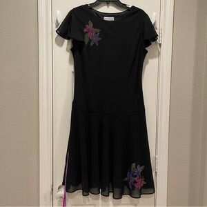 Vtg Karin Steven’s Midi Dress Women’s Sz 14 Black Fairycore Goth Whimsigoth